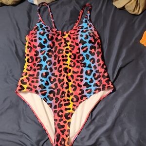 Colorful Leopard Print Swimsuit